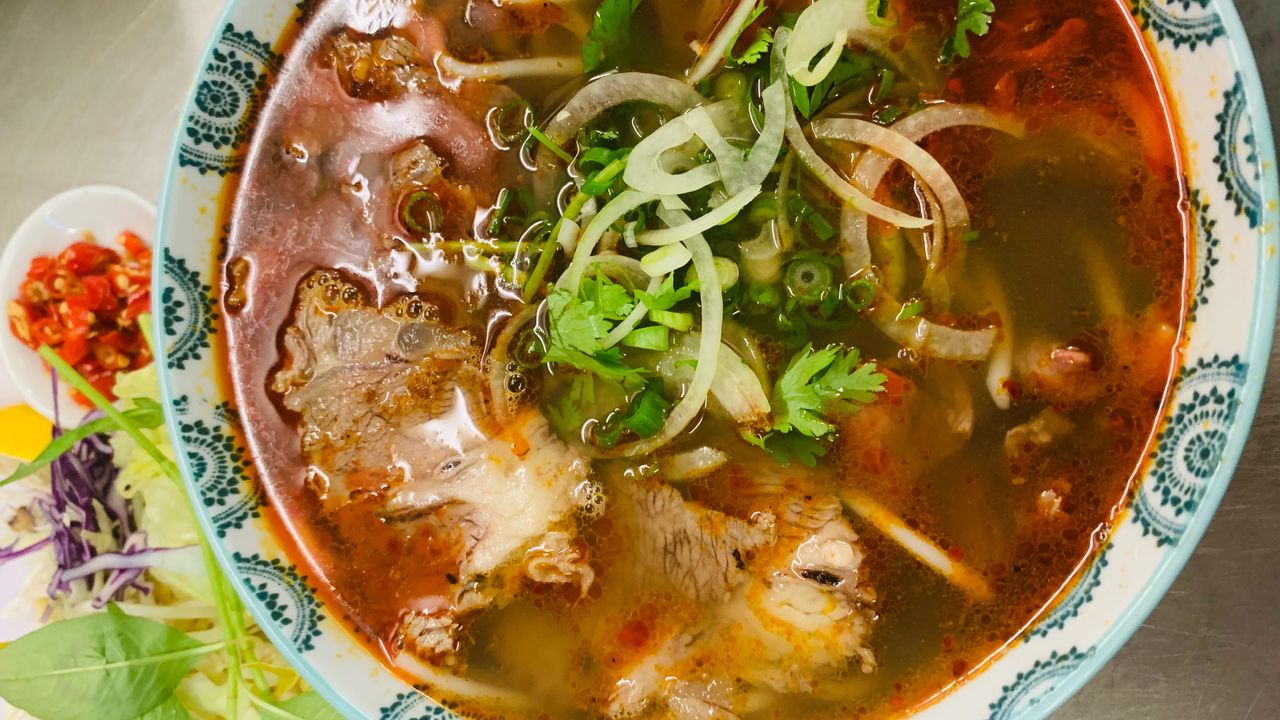 Spicy Beef on Rice Vermicelli Noodle Soup