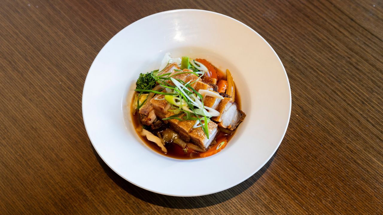 Crispy Pork Belly with Seasonal Vegetable