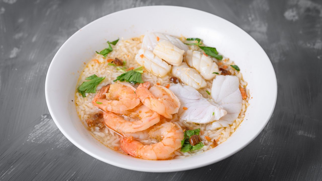 Soft Boiled Rice with Mixed Seafood