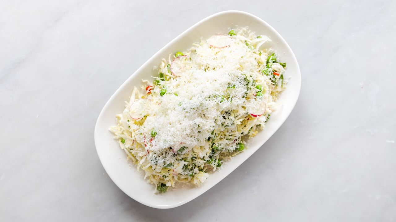 Italian Cabbage with Pea, Mint, Radish, Chilli