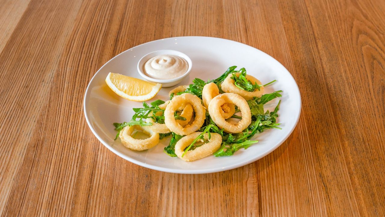 Semolina Dusted Calamari and Lemon Dressed Rocket