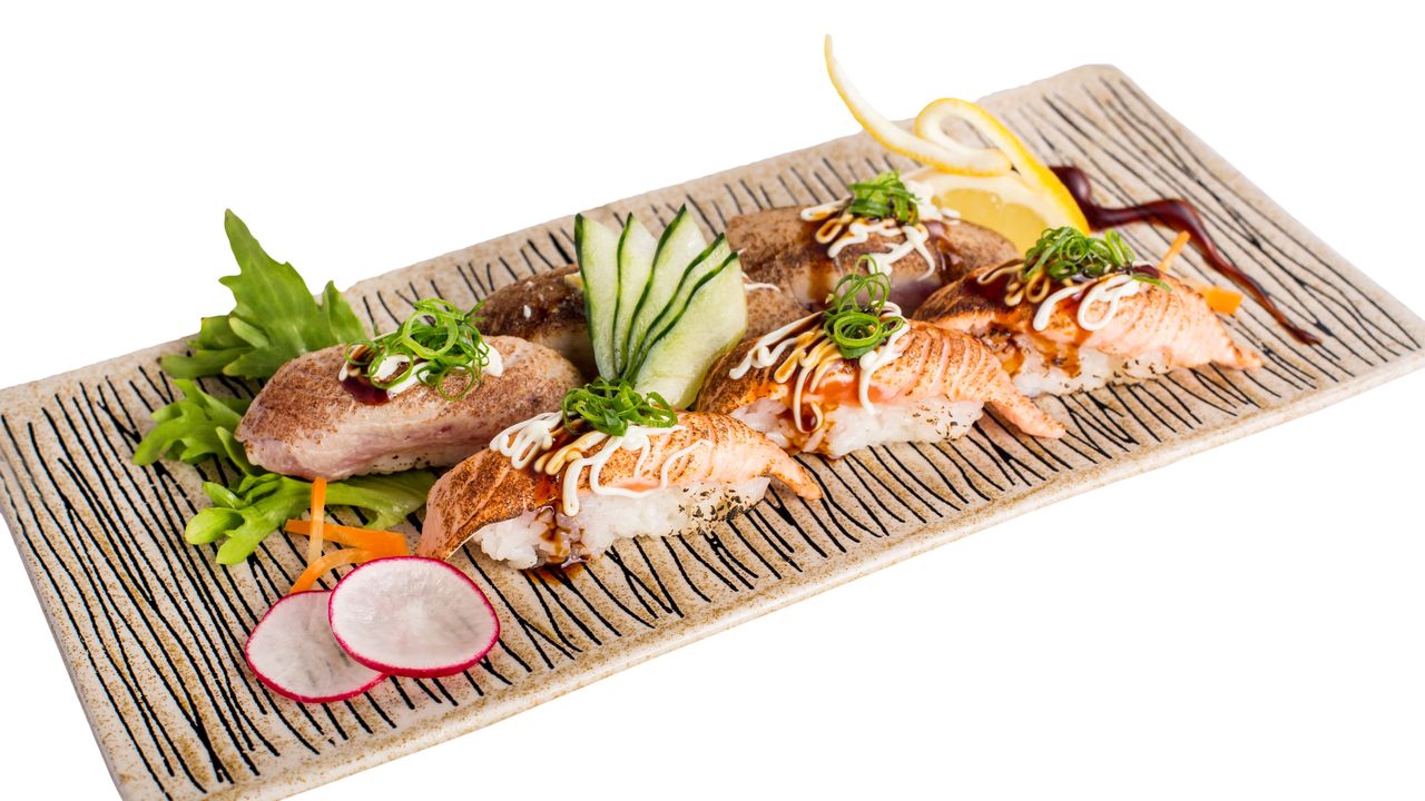 Seared Salmon and Tuna Nigiri Moriawase