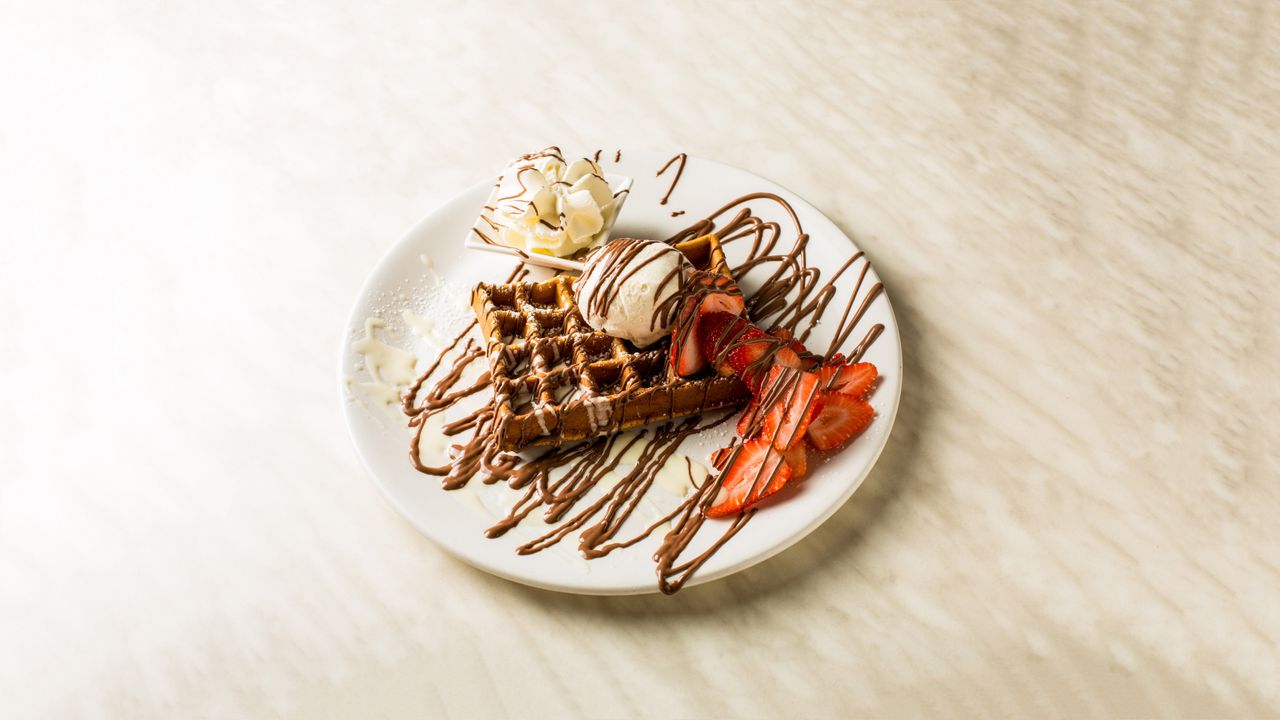 Nutella with Strawberries & Ice Cream with Whipped Cream