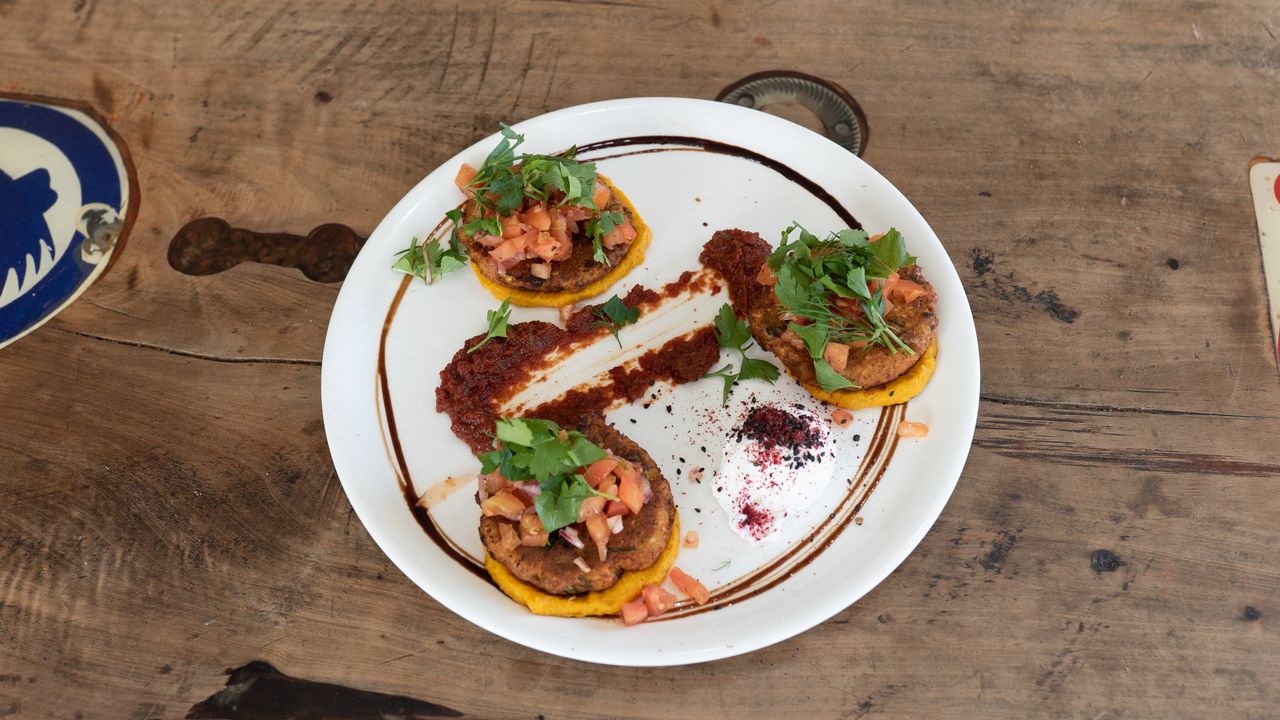 Sweet Potatoes, Corn and Halloumi Fritters (GF) (VG)