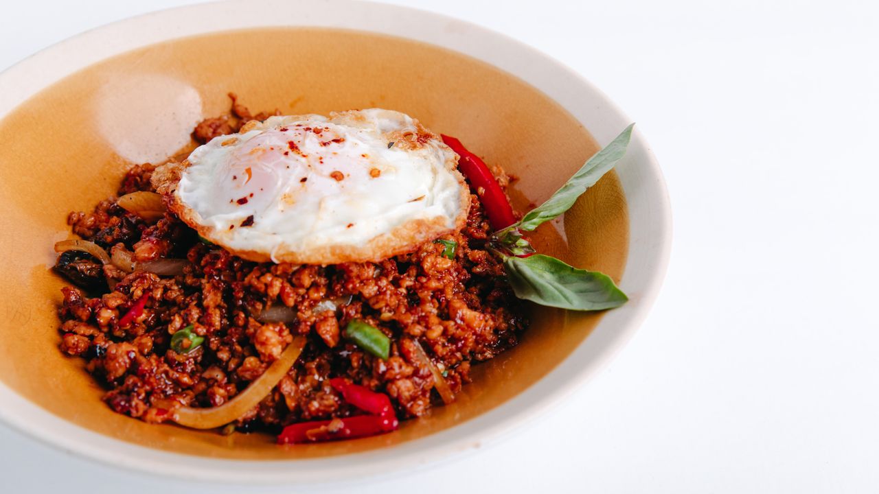 Chicken Mince Basil Fresh Basil Leaves