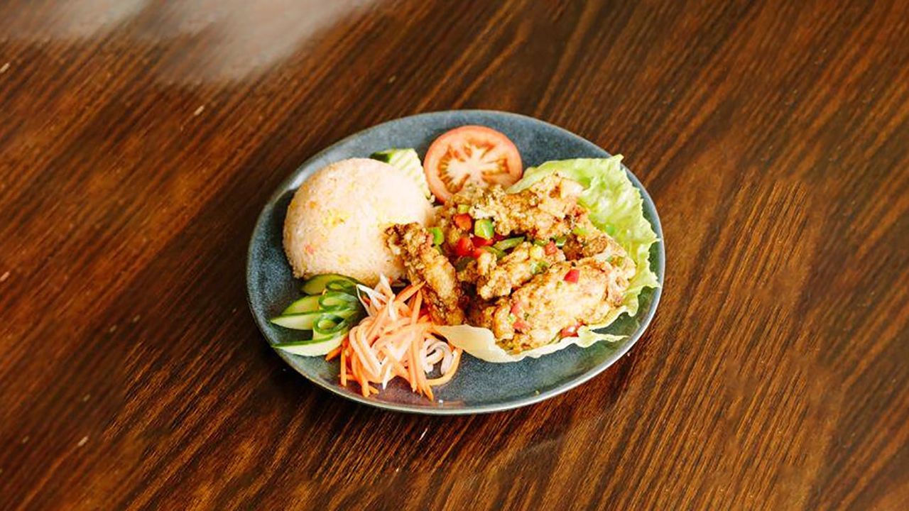 Tomato Rice with Salted and Pepper Chicken