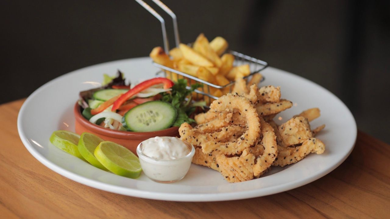 Salt and Pepper Calamari + Chips