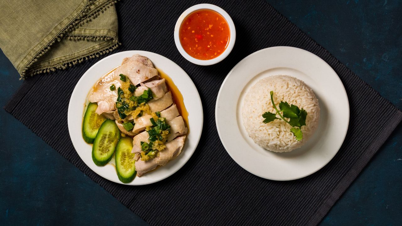 Hainanese Chicken on Chicken Rice