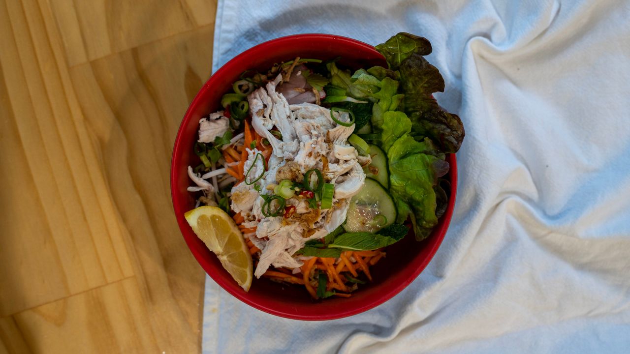 Shredded Poached Chicken Noodle Salad