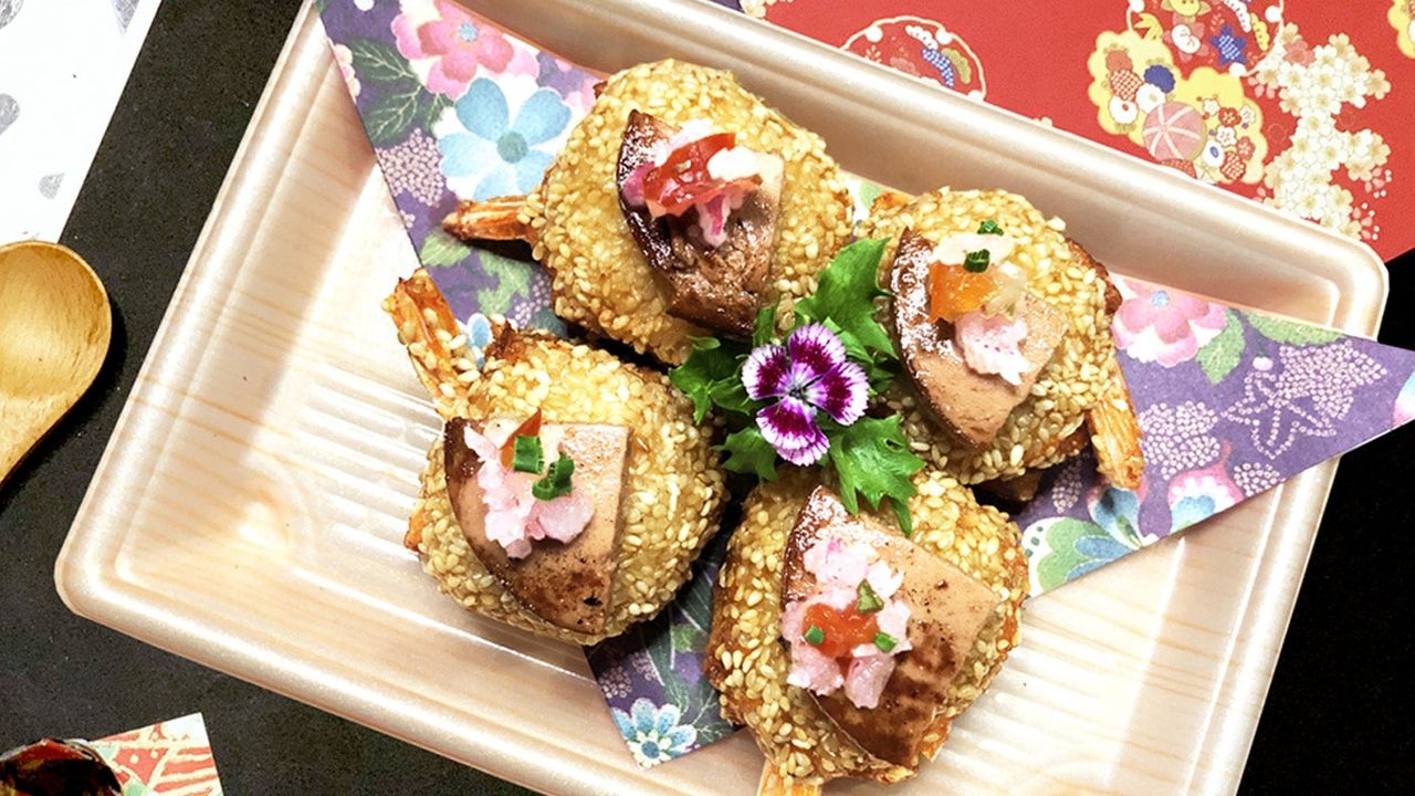 Crispy Prawn Ebi Toast with Foie Gras Yuzu Sauce