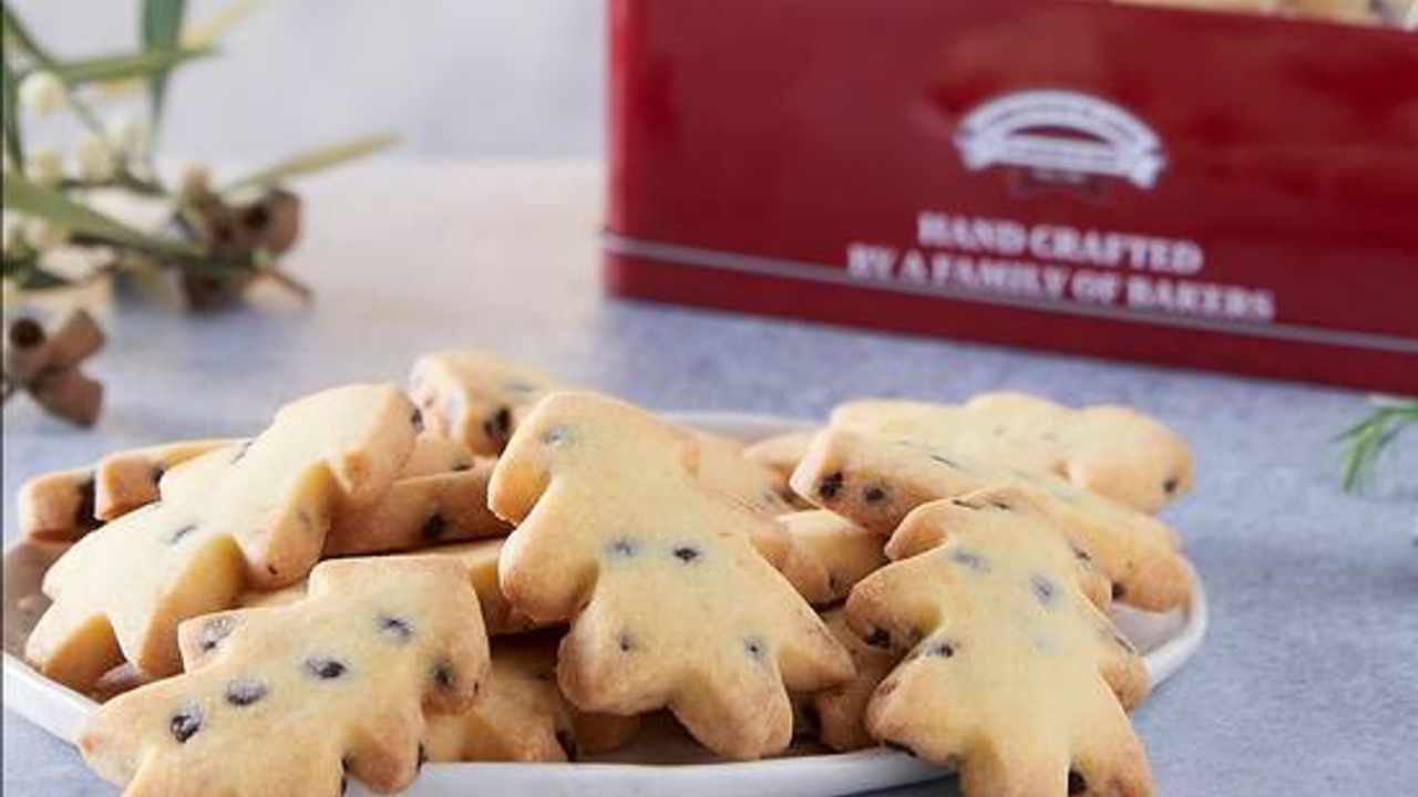 Choc Chip Christmas Tree Biscuit in Gift Tin