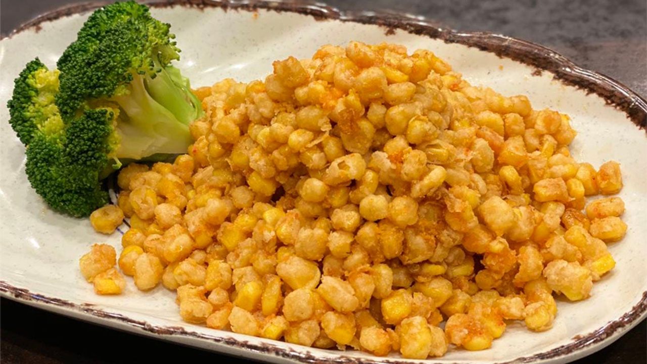 Stir Fried Sweet Corn with Salted Egg Yolk