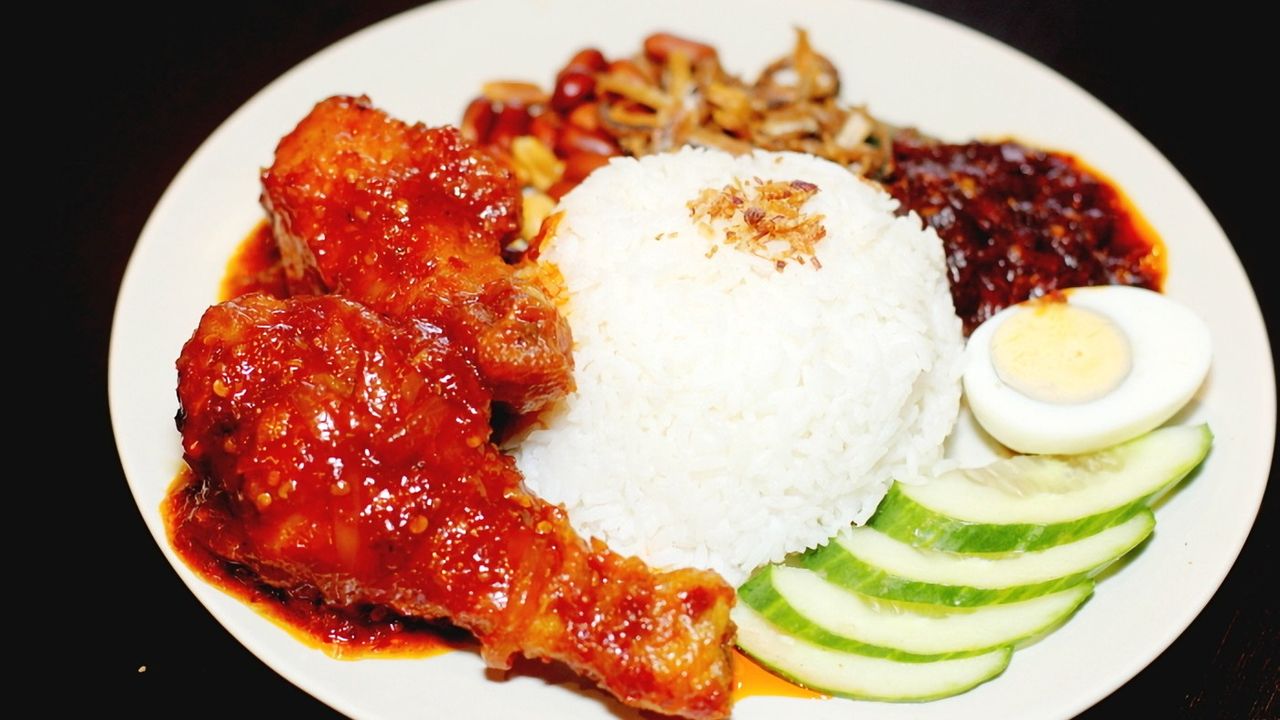 Nasi Lemak with Ayam Masak Merah