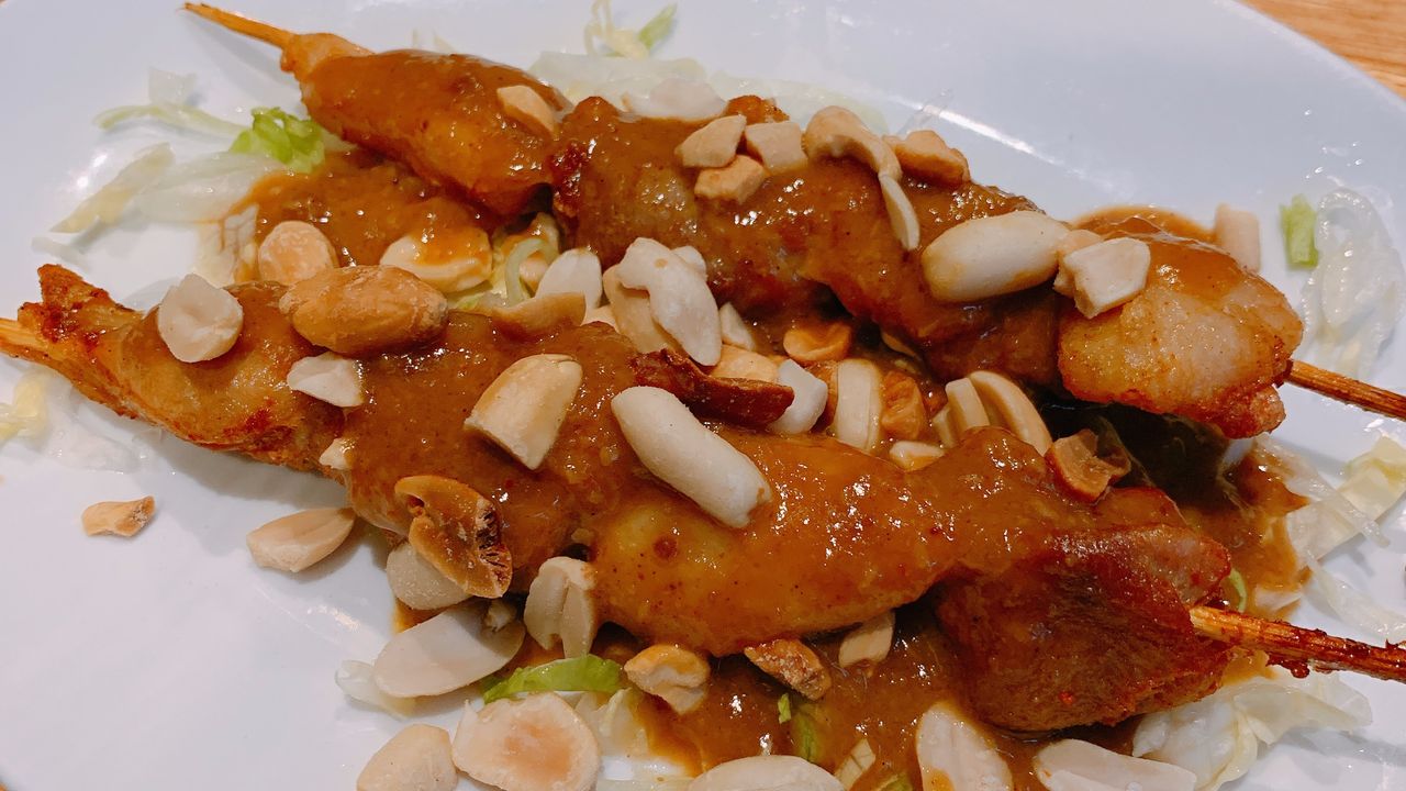 8. Satay Chicken Skewers (2 Skewers)