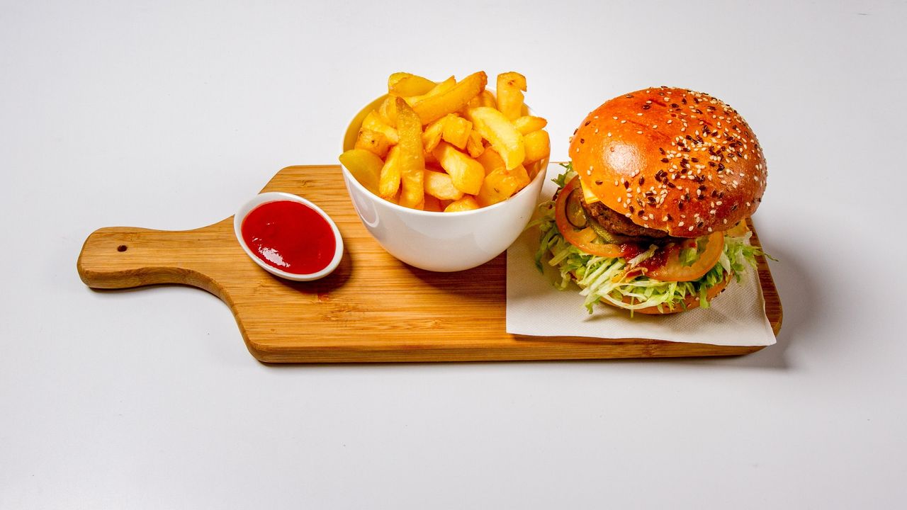 Beef Burger and Fries