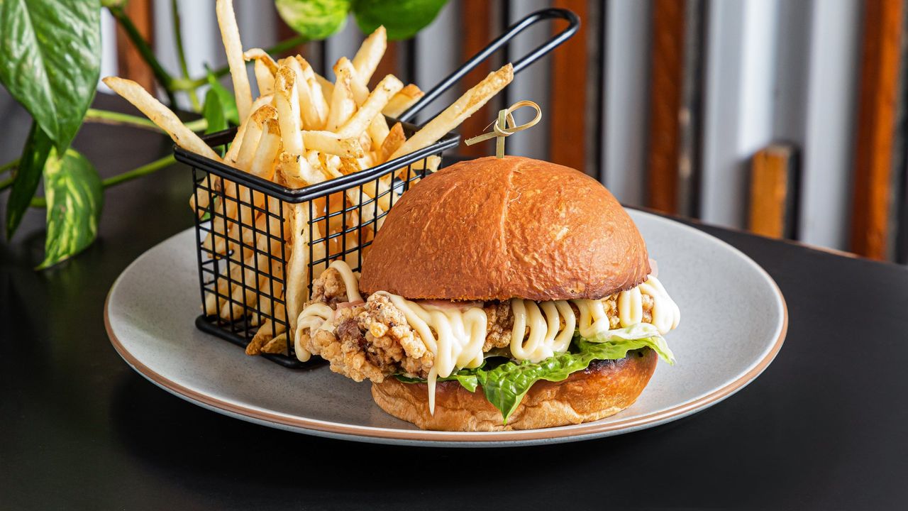 Kewpie Karaage Burger with Fries