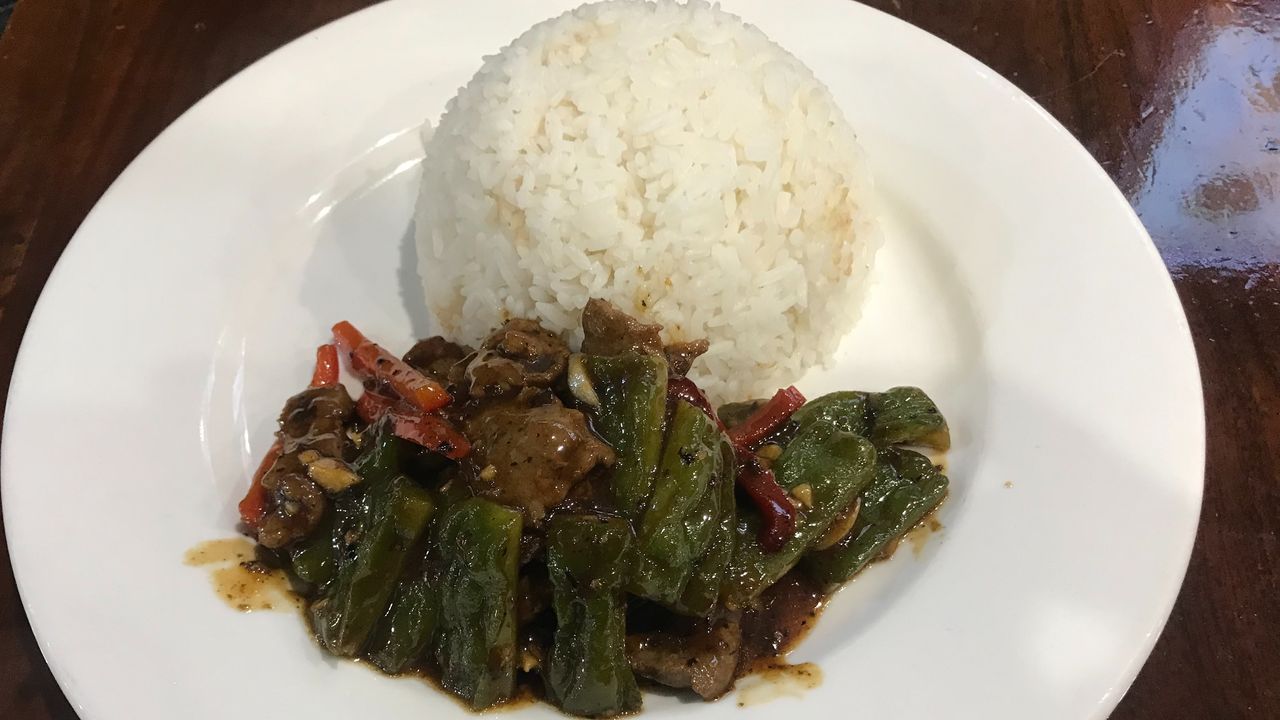 Beef with Bitter Melon on Rice