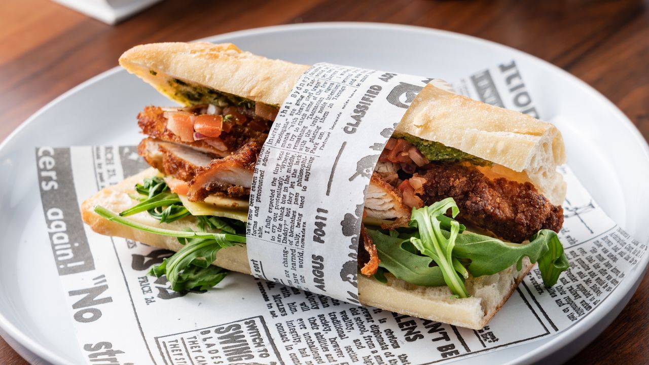 Chicken, Pesto, Salsa, Rocket Baguette