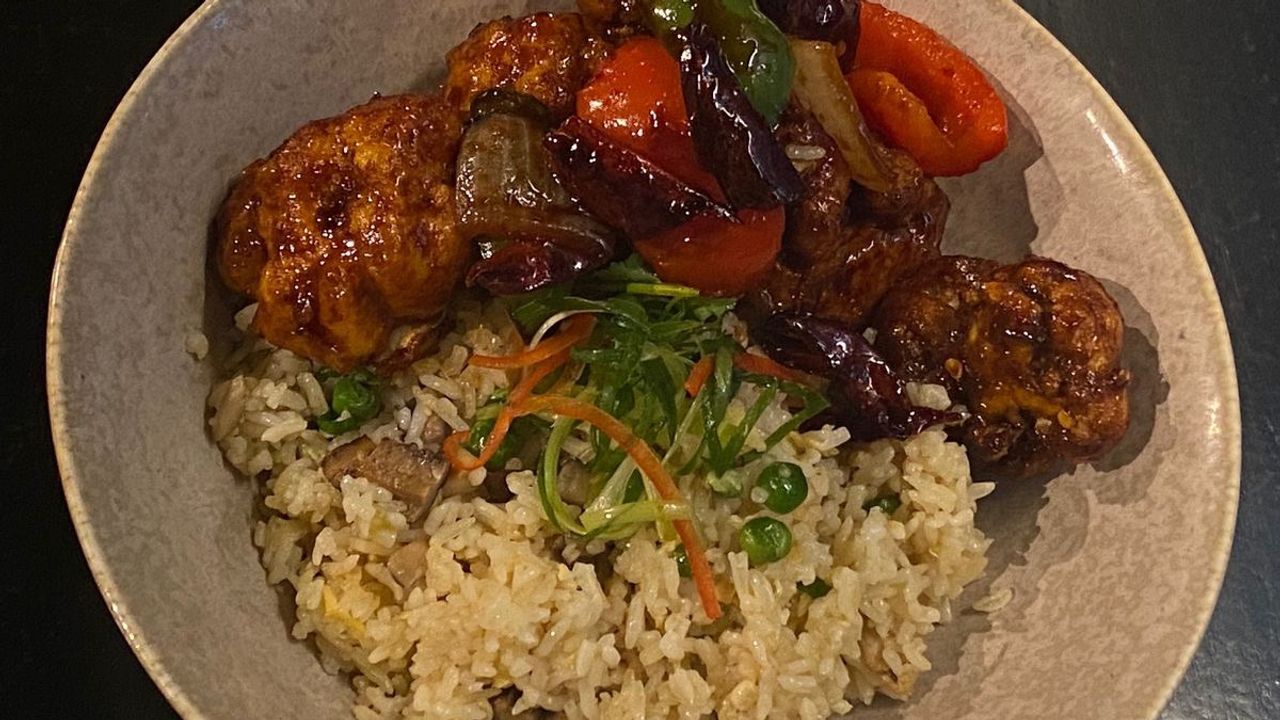 Vegetarian Fried Rice with Kung Pao Cauliflower
