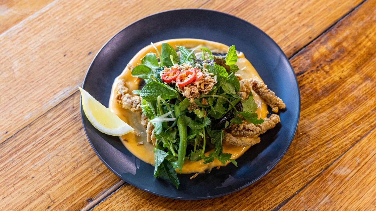 Soft Shell Crab, Sriracha Mayo, Betel Leaf, Watercress+ Spring Onion Salad - Main