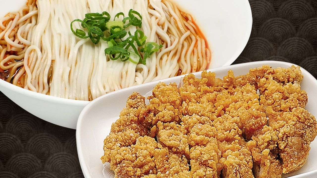 Crumbed Chicken Fillet Noodle with Spicy Sauce