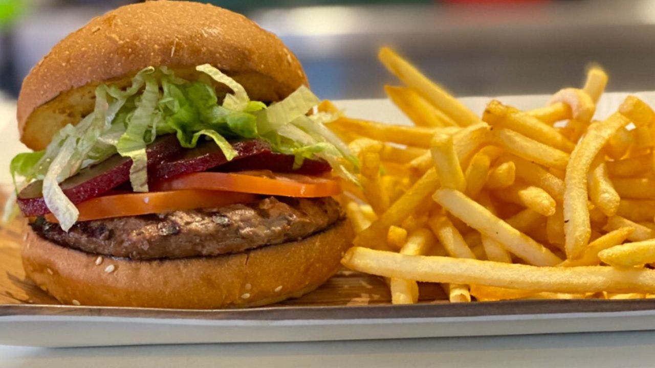 Beef Burger and Fries