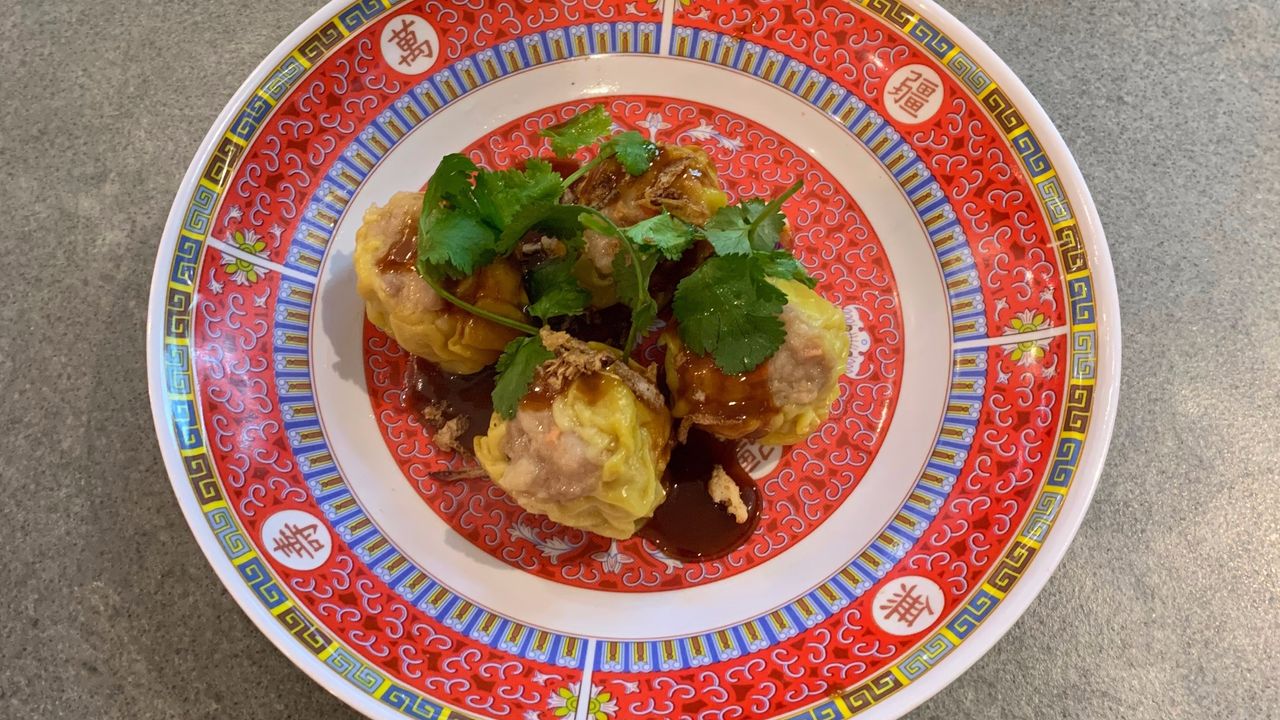 Steamed Pork Dim Sum with Spicy Plum Sauce