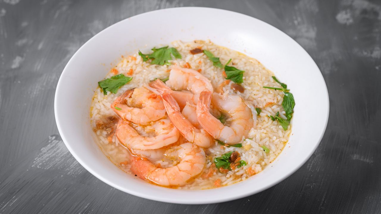 Soft Boiled Rice with Prawns