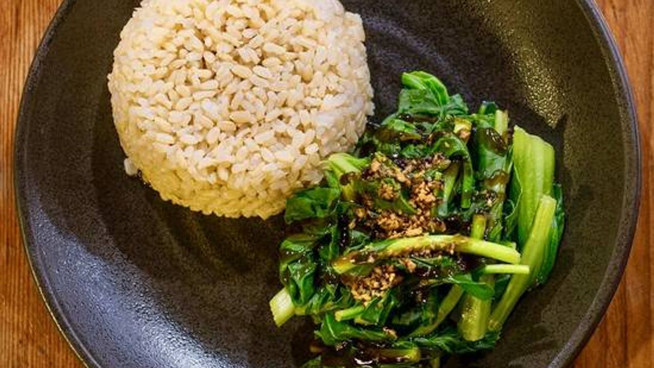 Rice and Steamed Asian Greens