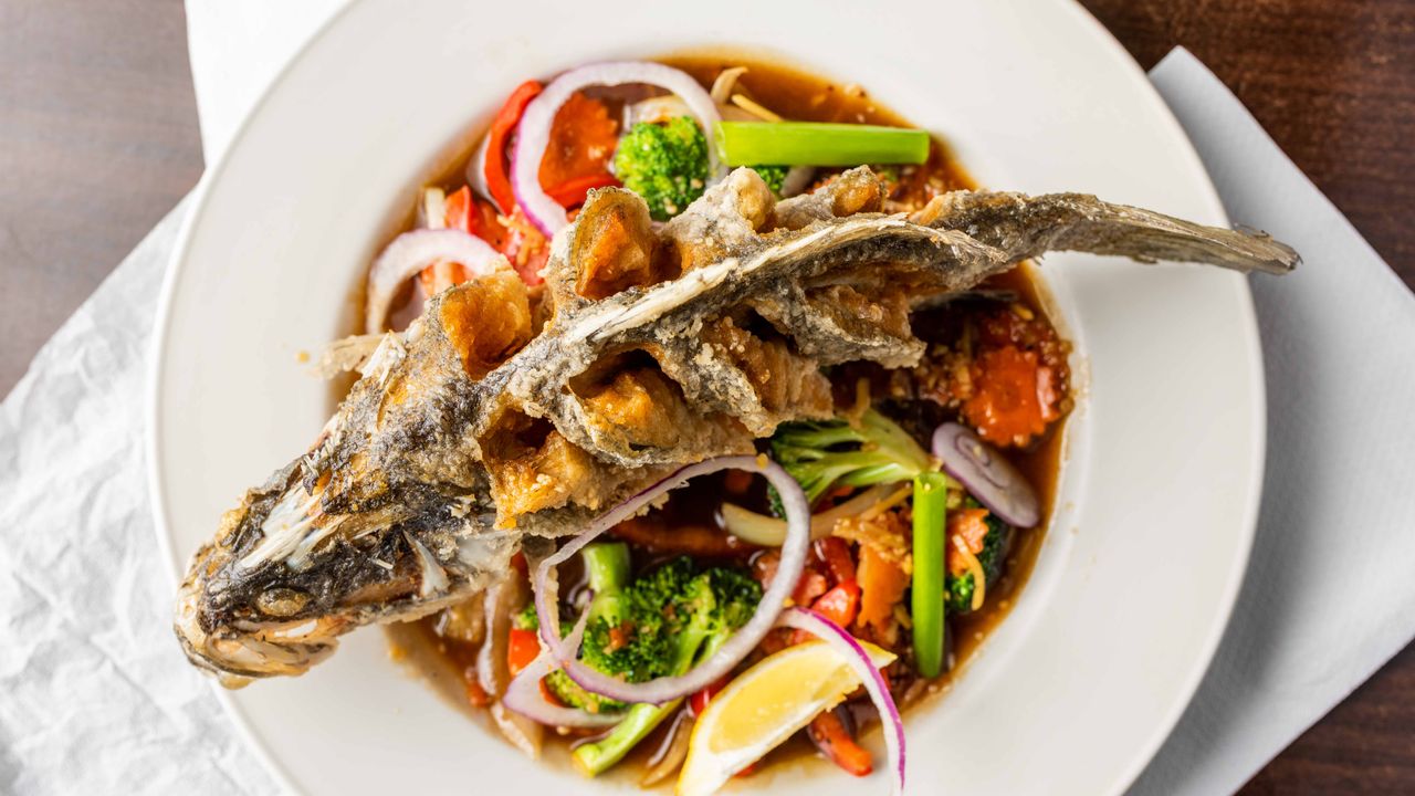 Whole Barramundi Fish with Veg