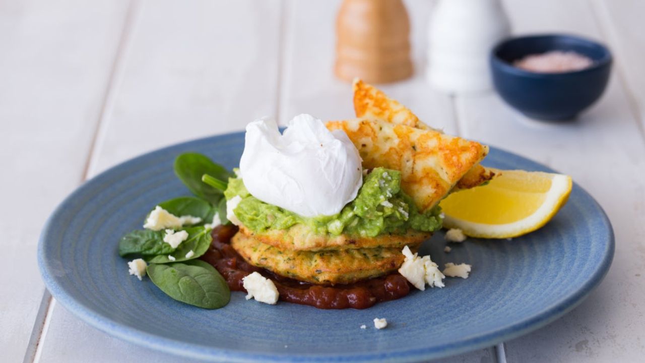 Corn and Zucchini Fritters with Haloumi