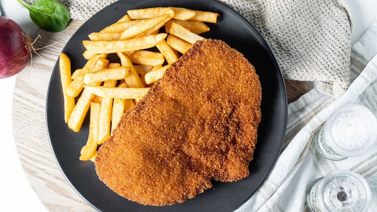 Chicken Schnitzel and Chips