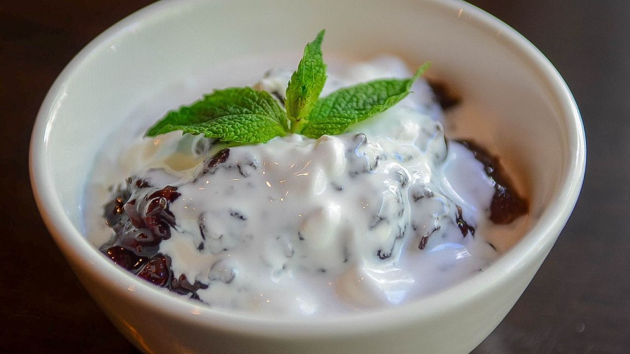 Black Sticky Rice With Fruit And Coconut Milk