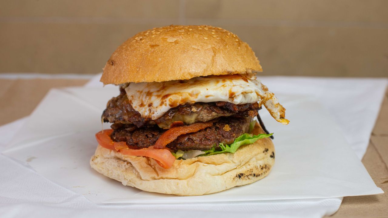 Huge Maroubra Burger - 260grs of 100% Beef (or Double Chicken Fillet) - on a Turkish Toasted Bun