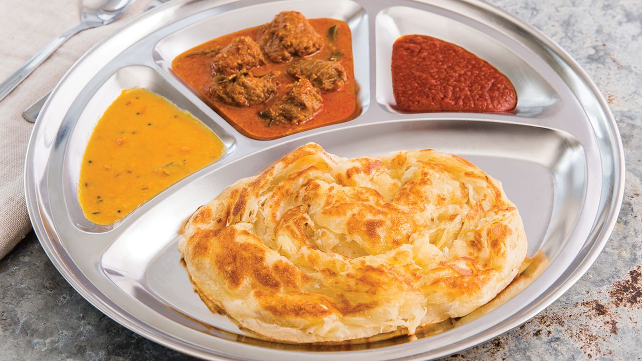 C14 Roti Canai with Vegetarian Curry Mutton