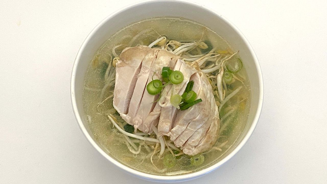 House Broth with Chicken, Greens, Beansprouts