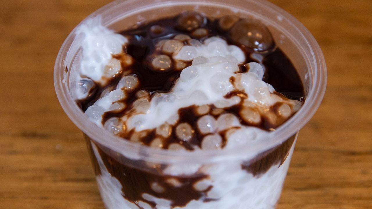 Tapioca Pot with Choc Sauce and Coconut