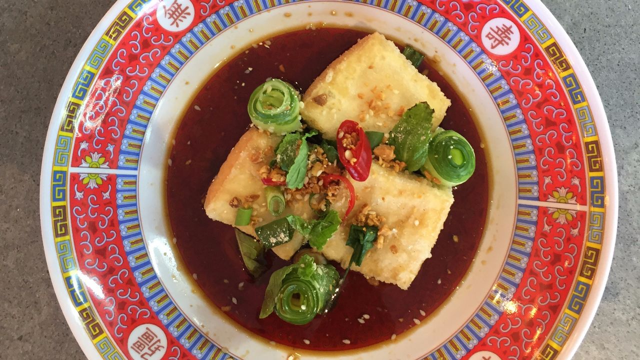 Salt & Pepper Tofu with Cucumber & Mint