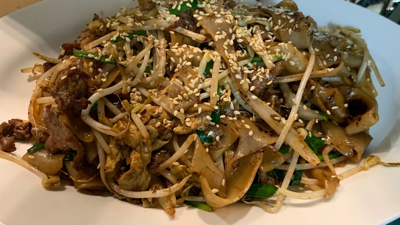 154. Char Kway Teow with Beef & X.O Sauce