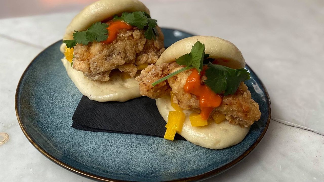 Bao Sliders (2), Southern Fried Chicken, Mango and Bastard Sauce