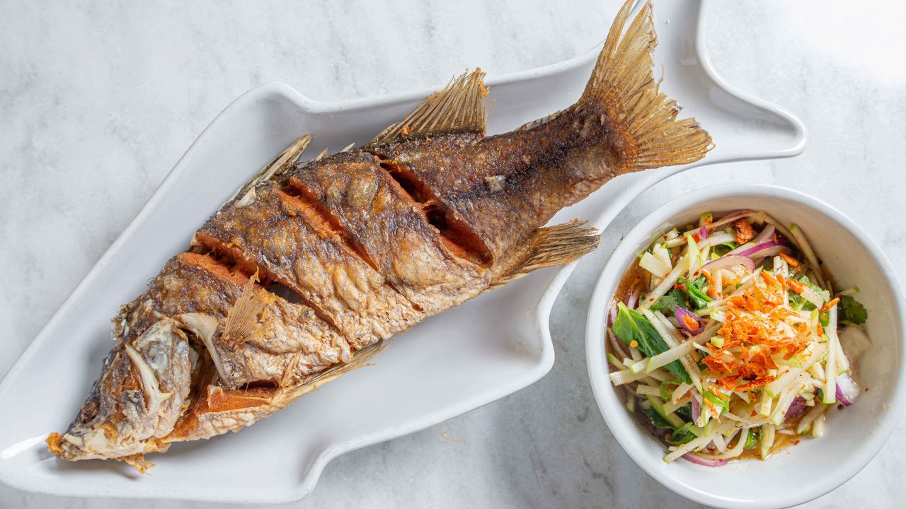 Whole Fried Barramundi Fish