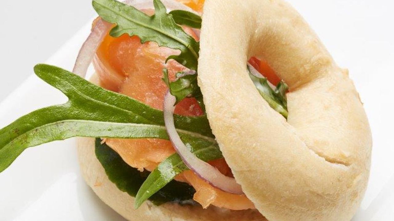 Mini Bagel with Smoked Salmon and Cream Cheese