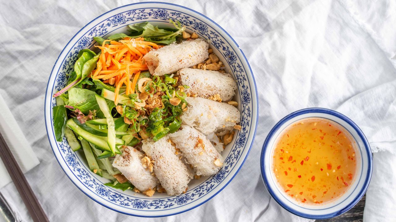 Vermicelli with Veggie Spring Rolls