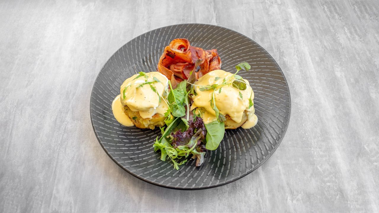 Rosti and Bacon Benedict