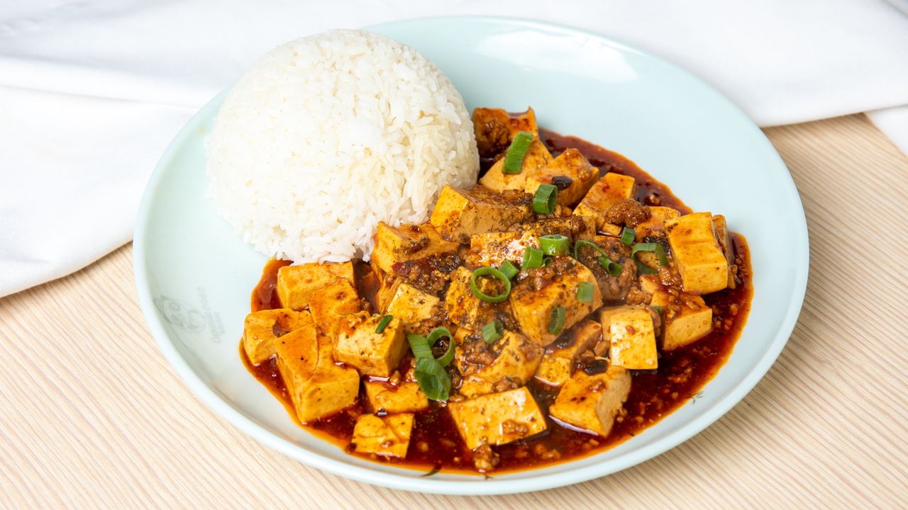 Steamed Rice with Mapo Tofu