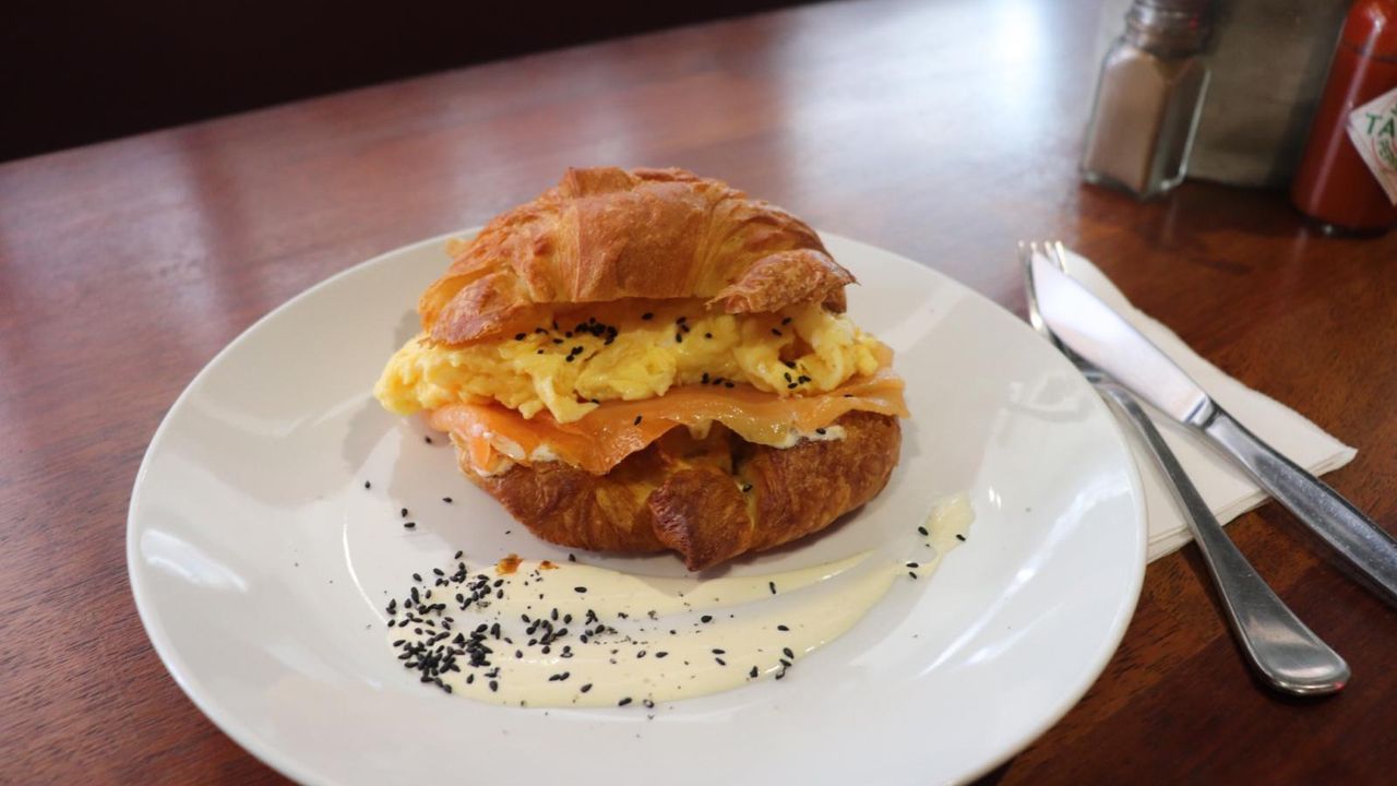 Salmon, Cheese and Scrambled Egg Croissant