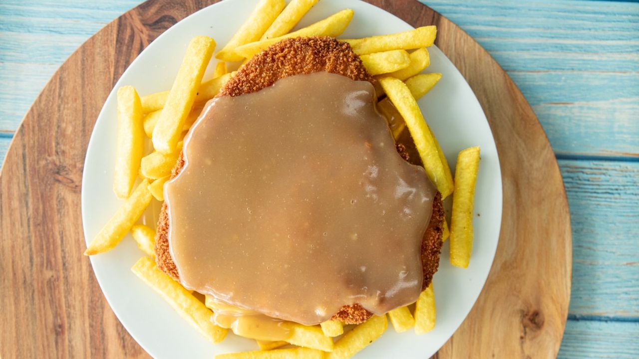 Chicken Schnitzel, Chips and Gravy