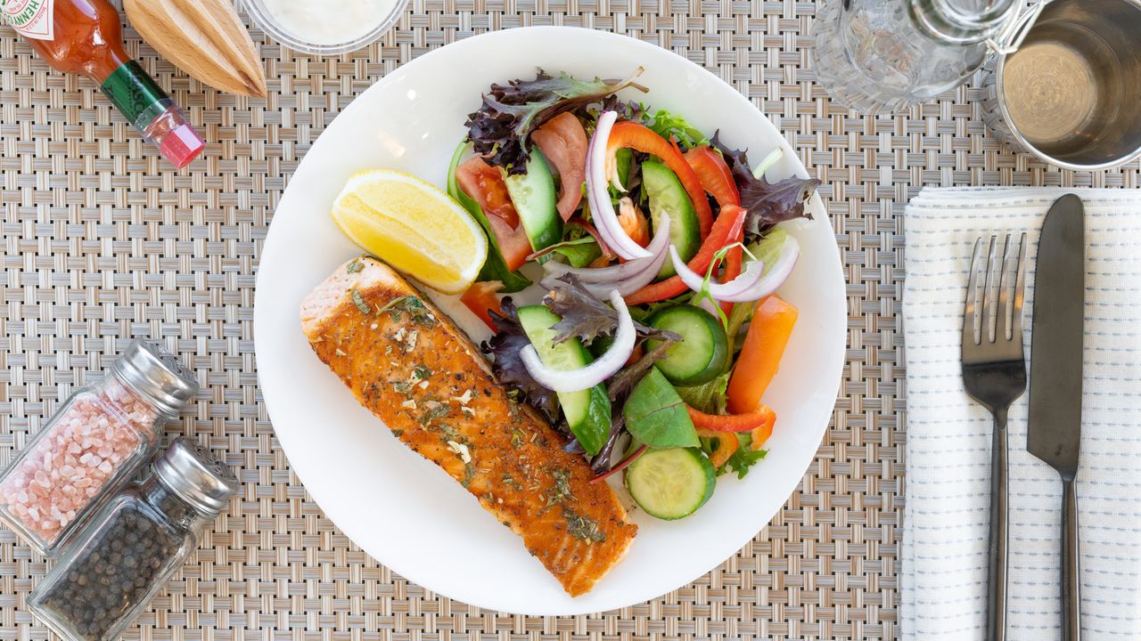 8. Grilled Salmon Fish & Salad