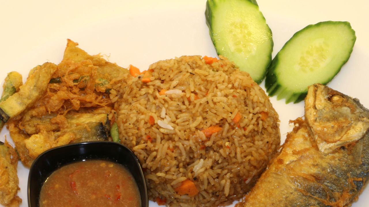 51. Spicy Sambal Fried Rice with Fried Mackerel