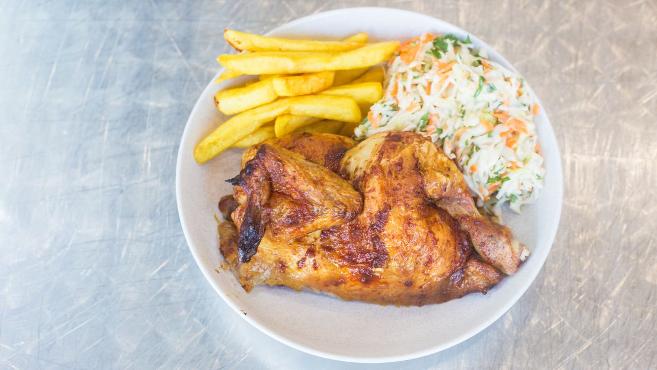 1/2 Chicken, Chips and 1 side